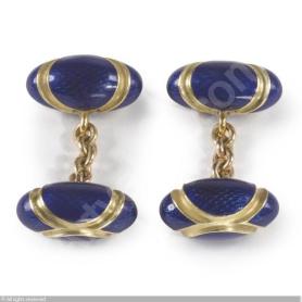 FABERGÉ Karl (Carl), Chain cufflinks in gold and blue enamel